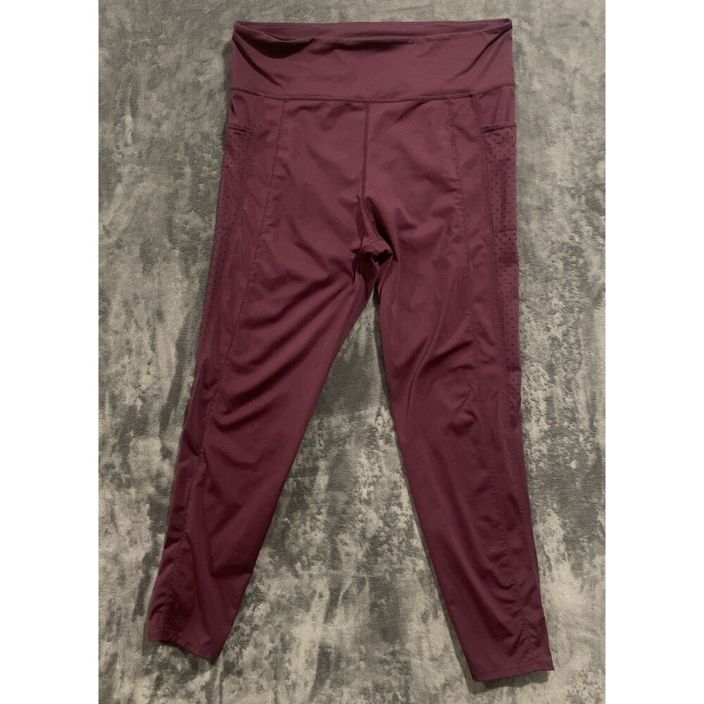 Joy Lab Womens Athletic High Waist Leggings Perforated Size XL Burgundy